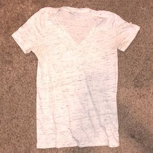 PINK White & Gray Heathered V-Neck Tee